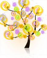 tree colorful light gears drawing