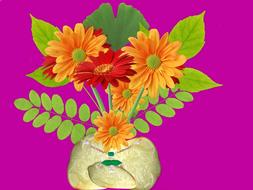 illustration of flowers in Vase Arrangement