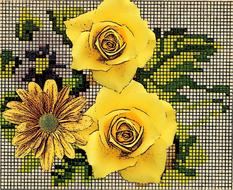 Flowers Yellow abstract drawing