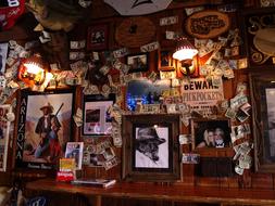 Beautiful and colorful interior of the Western Saloon with the decorations