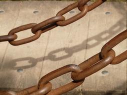 rusty iron chains close up