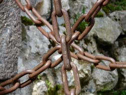 rusty metal Chains at rock