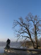 sculpture by the lake in the morning