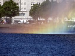 rainbow from a fountain in Hamburg