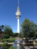 Hamburg Tv Tower and gren trees