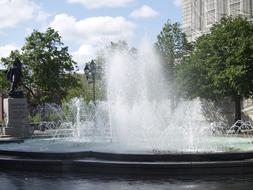 Water Splashing in Fountain on recreation area, canada, montreal