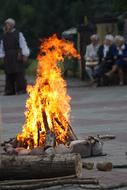 bonfire in the square close-up on a blurred background