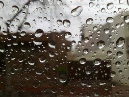 Transparent window with the drops of rain