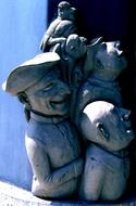 funny stone sculptures in the sun and in the shade
