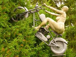 Motorcycle Sculpture green garden