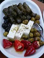 feta cheese with vegetables as an appetizer