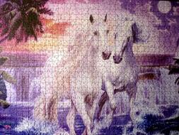 picture of white horses on a puzzle
