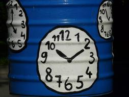 painted dial on a blue barrel
