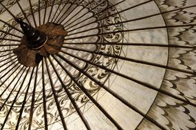 Beautiful, decorated sunshade with the patterns