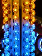 Beautiful blue and orange light bulbs on the year market