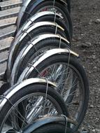Black wheels with metal spokes