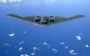 Flying "Delta Wing" in the blue sky with white clouds