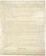 Vintage paper with the text of the Constitution of United States, from the September 17 1787