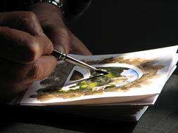 Watercolor Painter Artists hand