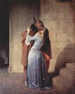 Painting of Kissing couple by Francesco Hayez