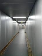 Landscape of the shiny passenger boarding bridge, with the lights
