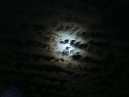Moon light behind dark Clouds