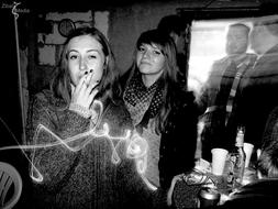 smoking on holiday in black and white background