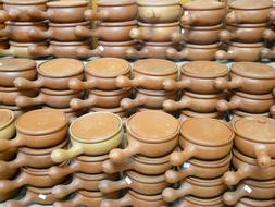 ceramic Fondue Pots in stacks