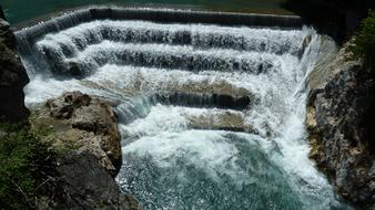 Lechfall, twelve meter high, overflowed dam on the Lech river, germany, FÃ¼ssen