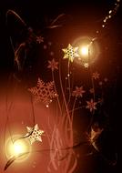 christmas card with lights and snowflakes