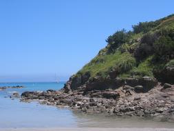 rocky coastline on a clear sunny day