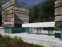Urban furniture of the public toilets, on the beautiful, green mountains in Norway
