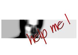 help me, banner with sad male face