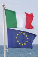 Italy flag and EU flag