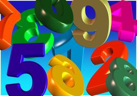 3d model of colored numbers on a blue background