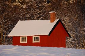 Red Cottage Snow winter