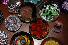 Glass Baubles with colorful Paperweights inside