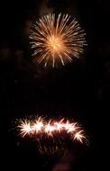 Colorful and beautiful fireworks in the sky, at the night
