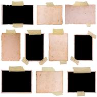 Colorful scroll papers with tape, on the white surface