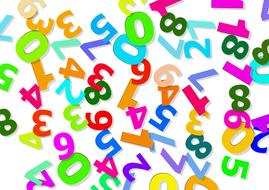 multicolored numbers on a white background