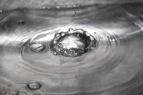 Black and white photo with the close-up of the water splash
