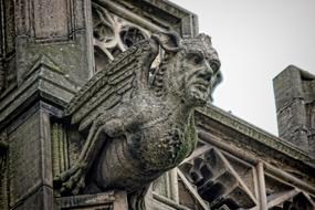 demon, Gargoyle of Manchester Cathedral, uk, england