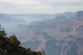 Grand Canyon Usa on a cloudy foggy day