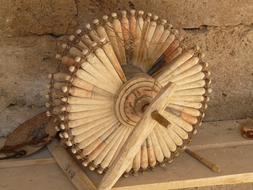 photo of a wood spinning wheel