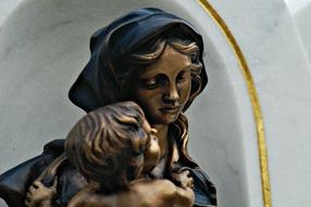 closeup view of Mourning Death Cemetery statue