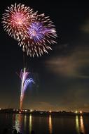 Colorful Fireworks Hanabi at night