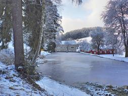 Iced Frozen Pond at Winter