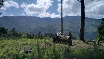 Beautiful landscape of the mountains with green plants, in Antioquia, Colombia, under the clouds