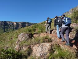 hiking in the mountains on a sunny day