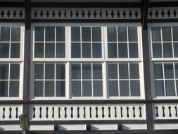 Old mansion with windows, in light